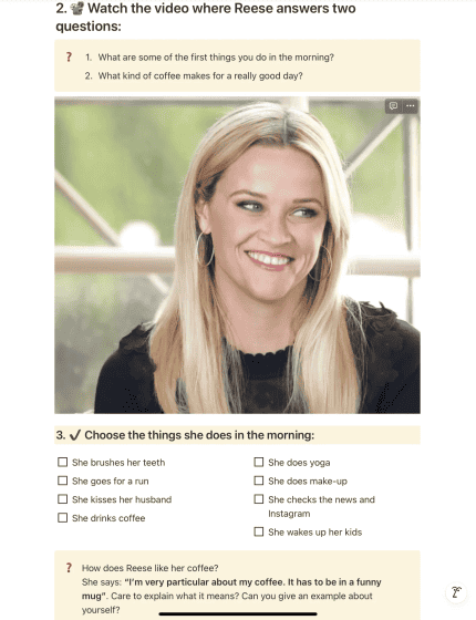 morning with reese example