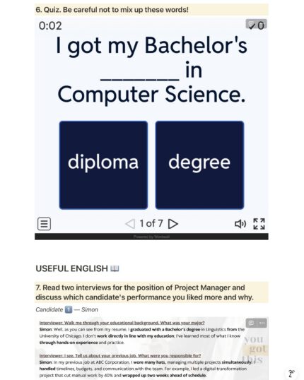 job interview example