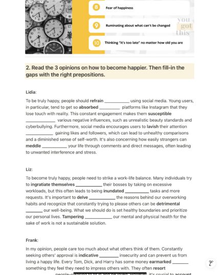 sabtaging your happines example