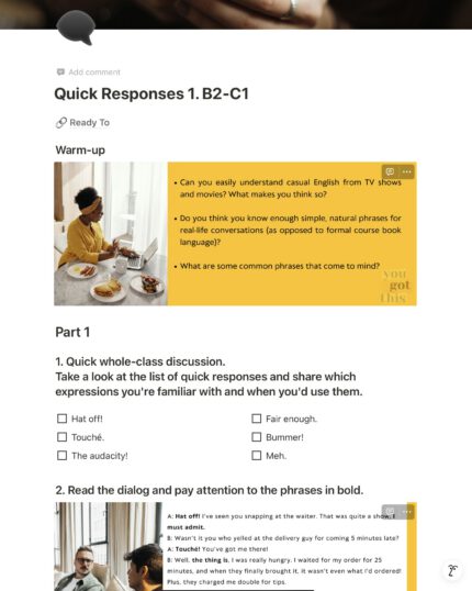 quick responses example