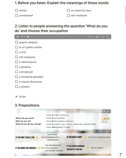 work experience example