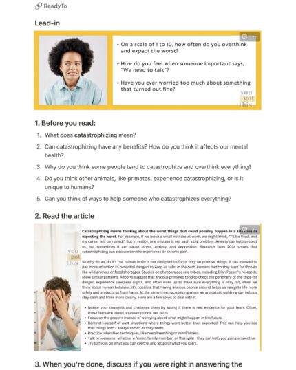 speaking catasrophizing example