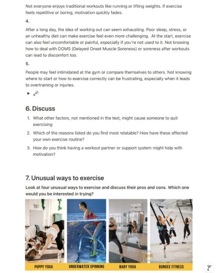 speaking fitness example