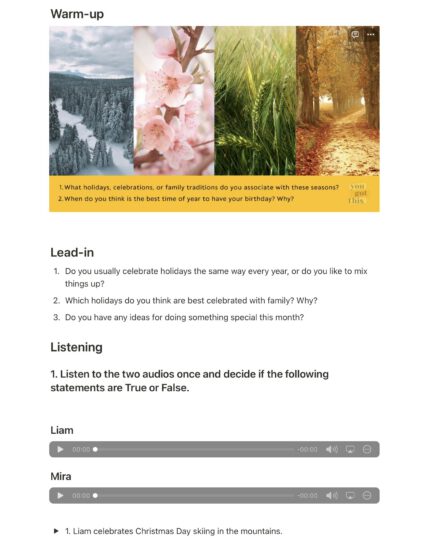 holiday celebrations example